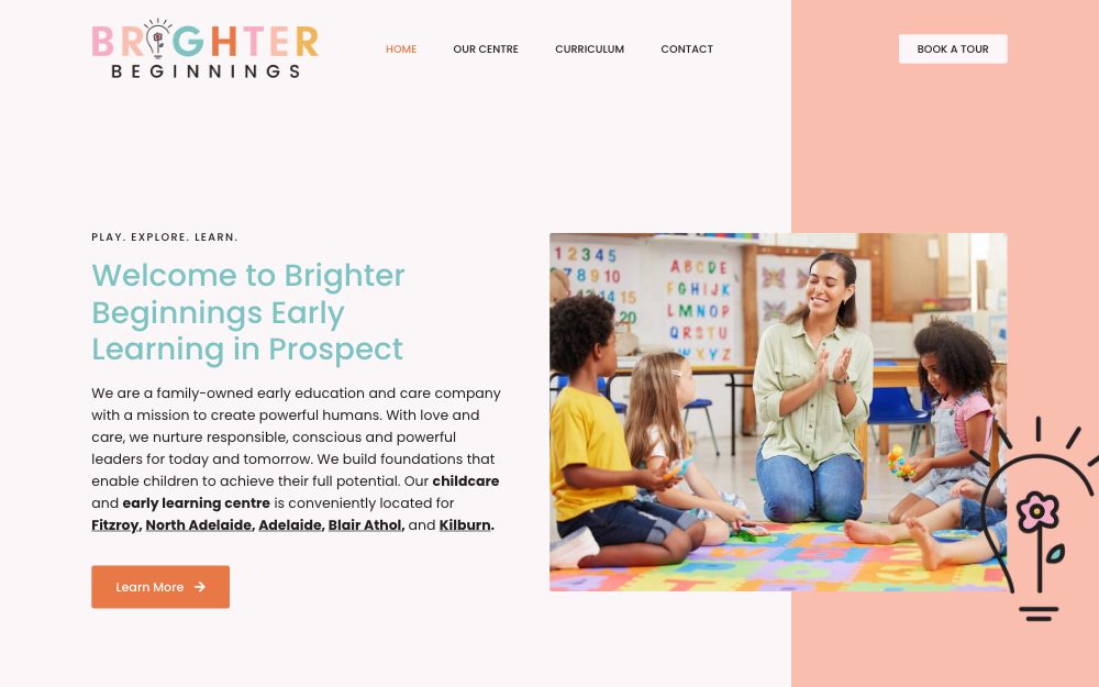 Brighter Beginnings Early Learning homepage