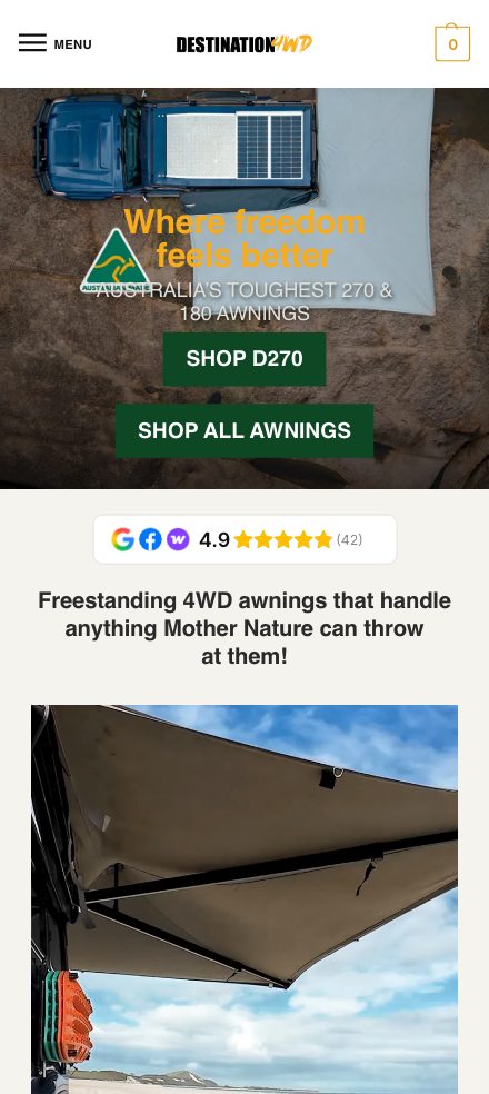 Destination 4WD on mobile